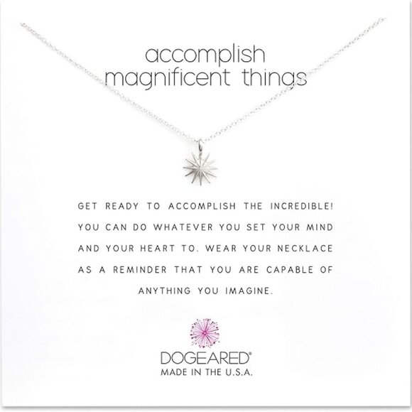 Dogeared Sterling Accomplish Magnificent Things Starburst 16" -18" Necklace - Picture 1 of 2